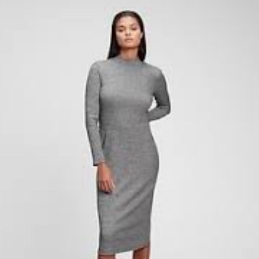Banana Republic Gray Ribbed Mock Neck Bodycon Dress